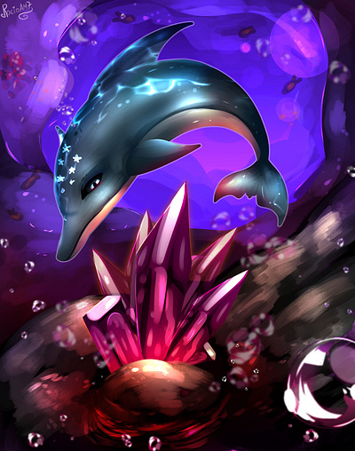 Four ways of mystery Redraw animal character character design delfin digital art digitalart dolphin ecco the dolphin fanart fantasy illustration rocioam7 sega videogame