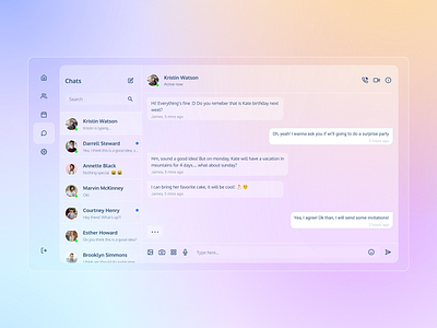 Chats design glass morphism ui