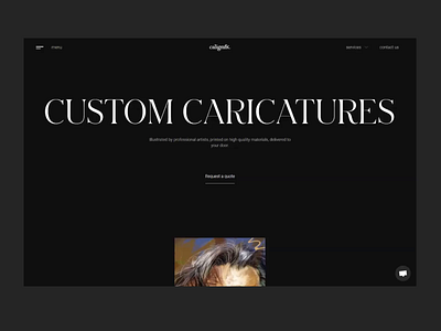 Service page - caligrafik.art animation artsy caricatures clean dark elegant typography horizontal scroll illustration service landing page design large type typography ui animation webflow