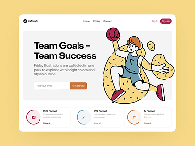 Friday Illustrations ✌️ basketball colorful craftwork design friday illustrations landing outline sport team typogaphy ui vector web website