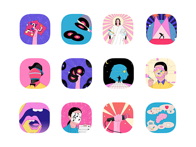 2020 Migu Music Wrapped illustration app art color icon icons illustrartion music music art pink rock