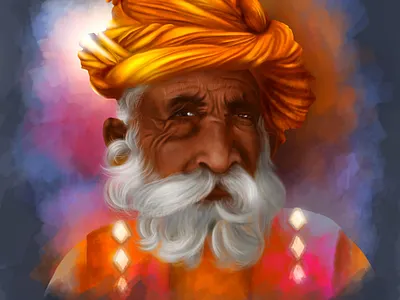 Rajasthani old man chandrani das design digital illustration digital painting digitalart illustration portait
