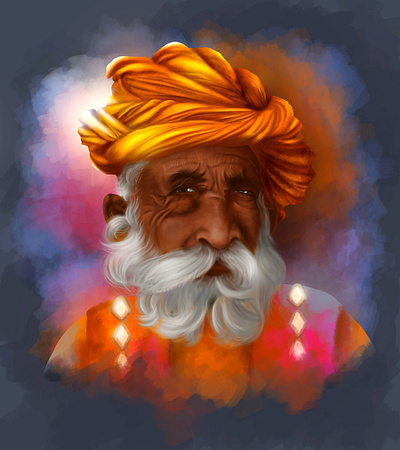 Rajasthani old man chandrani das design digital illustration digital painting digitalart illustration portait