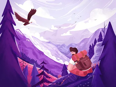 Into the wild - Mountain Landscape 2d 3d abstract art character design drawing flat hike illustration landscape mountain textures vectors