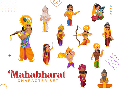 Mahabharat - Cartoon Character Series arjun bhim cartoon cartoon design character dhritrashtra hanuman illustration indian art indian cartoon indian culture indian design indian gods indian illustration karan krishna mahabharat maharaj sticker vector