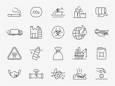 20 Pollution Vector Icons ai ai design ai download ai vector icon design icons download icons pack icons set illustration illustrator logo logo design pollution pollution icon pollution vector symbol vector design vector download vector icon