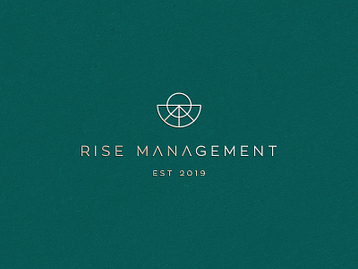 Rise management abstract branding clever elegant flat geometry gradient high end icon identity letter line logo luxury mark minimal mountain realestate stroke sun