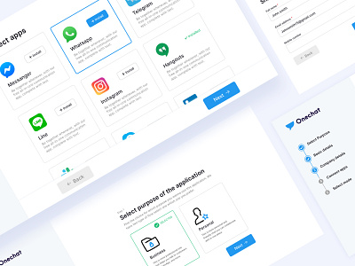 Onboading for chat application bala ux chat chat app chatting app clean connect apps design design app install app omnichannel onboarding screen onboarding screens onboarding ui signup social media step stepper ui ux web