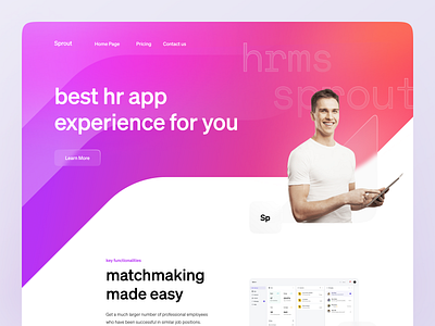 Landing Exploration app app landing creative homepage hr hr app hr cloud hr landing hr management hrms illustration instagram landing landing page marketing pink purple saas service website