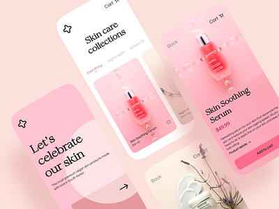 Beauty product app app app design branding checkout clean daily ui design minimal mobile app mobile ui onboarding product product page shopping app skin care ui ui challenge ui design uiux ux