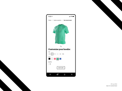 Daily UI #33: Customize Product basket blackandwhite breadcrumbs buying choosing clothes shop cta button customer experience dailyui dailyuichallenge day 33 dribbble popular e commerce ecommerce app flat design minimalist mobile design simple typography user experience design