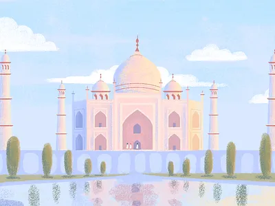 India illustrations abstract art artwork calm colorful digital painting dreamy environment flat illustration india landscape landscapes minimal nature nature illustration simple sunset tajmahal website