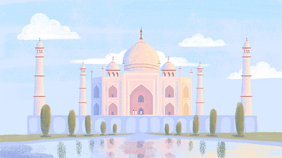 India illustrations abstract art artwork calm colorful digital painting dreamy environment flat illustration india landscape landscapes minimal nature nature illustration simple sunset tajmahal website