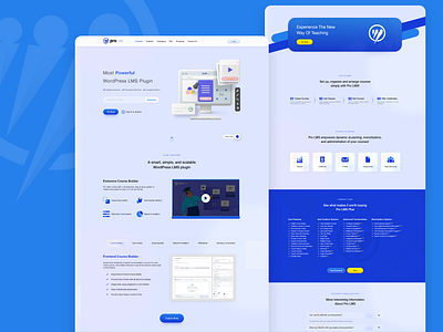 Pro LMS Clean Landing Page Concept adobe xd clean edtech education landing page learning management system lms ui uiux user experience user interface ux webpage wordpress