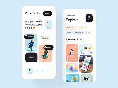 Media App app color color palette illustraion interaction interface minimal mobile mobile app mobile apps mobile ui mobileapp mobileappdesign orix ui