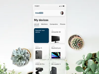 Corporate device manager for employees. app company design device manager phone software ui ux