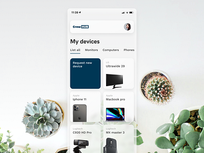 Corporate device manager for employees. app company design device manager phone software ui ux