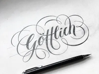 Göttlich flourishes lettering sketch