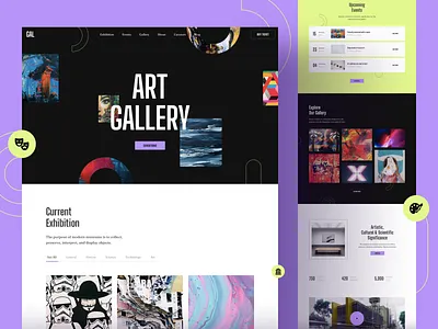 Gallery Art Exhibition Website art exhibition figma gallery landing page responsive sketch template ui ux xd