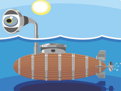 Submarine design illustration vector