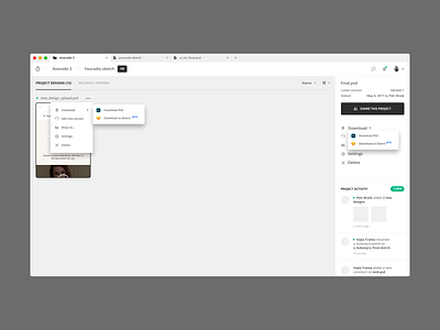 Avocode - PSD to Sketch activity app avocode design download export exporting menu product psd download render research sketch tool ui ui kit ux