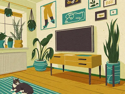 Living room 2d art design digital illustration digitalart flat illustraion illustrator procreate shape texture
