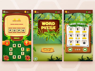 Word Cross Game UI Design brain games design game design games illustration ui ux vector