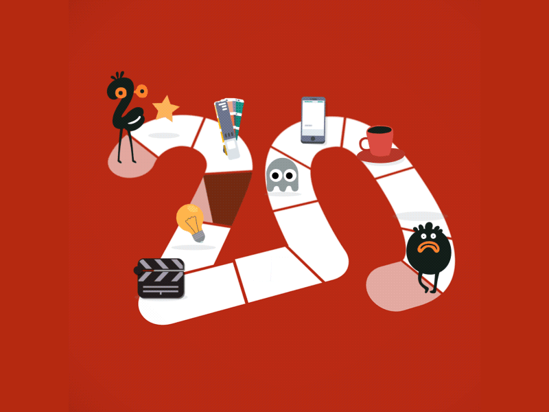 Loop animated gif 20 to 20 animated gif characters funny graphic icons illustration minimal vector