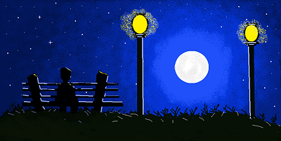 night_sight digitalart illustration moon nature painting