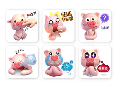 Live Emotes - Oppig 3d 3d art 3d characters branding character design emotes kawaii stickers