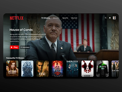 DailyUI 025 - TV App app app design dailyui dark dark ui design desktop netflix tv app tv shows ui design ux web design website