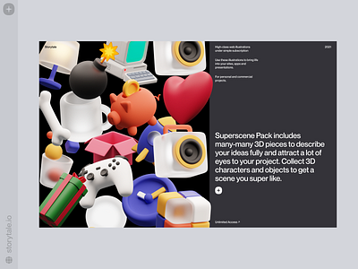 Superscene 3D Illustrations ❤️ 3d colorful design illustration objects pack product storytale superscene ui web