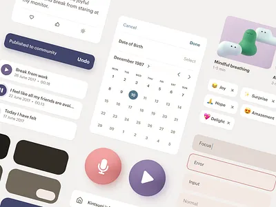 Kintsugi UI Components calendar card design design system ios record ui ui component ux