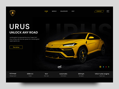 Lamborghini Urus - Landing Page | Web UI car design hero section lamborghini landing page uiux urus userinterface websites