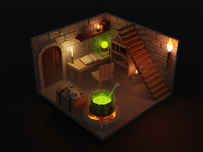 Witch Lair 3d art blender blender3d blender3dart blendercycles lair witch