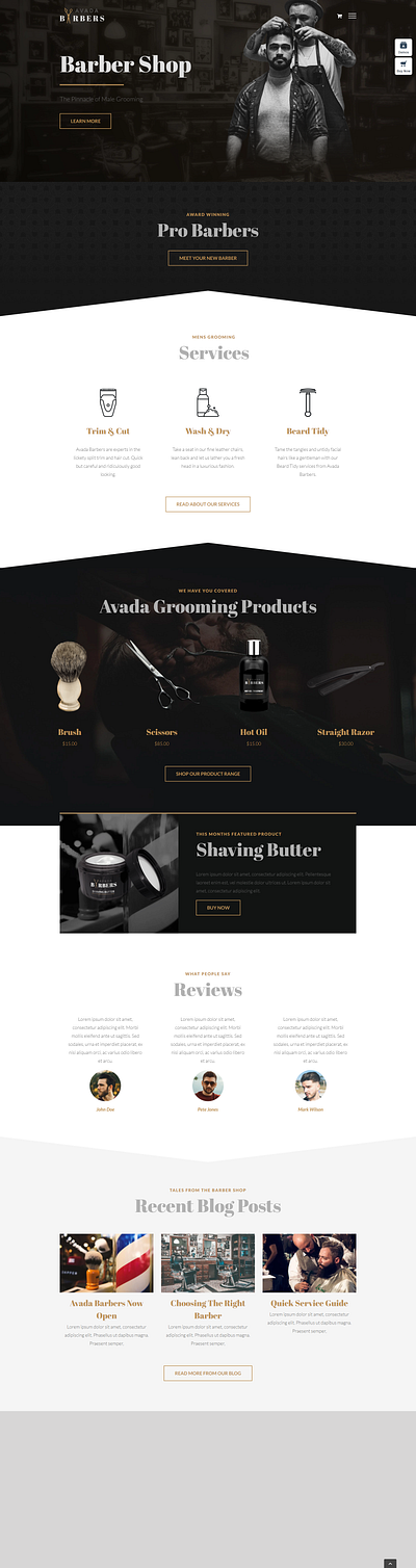 Avada Barber Shop WordPress Theme blog design design theme web design website wordpress theme