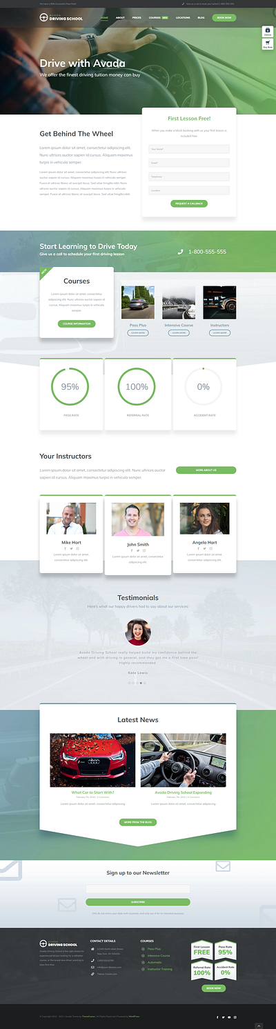Avada Driving School WordPress Theme blog design design theme web design website wordpress theme