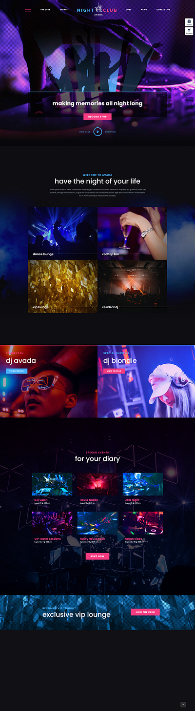 Avada Night Club WordPress Theme blog design design theme web design website wordpress theme