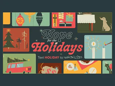 Hope for the Holidays christmas church design dog gifts holiday illustration presents textures tree