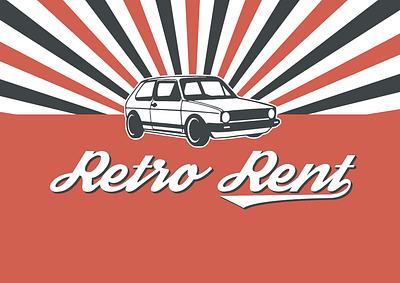 Old-timer rent a car - Retro rent branding design icon illustration logo vector