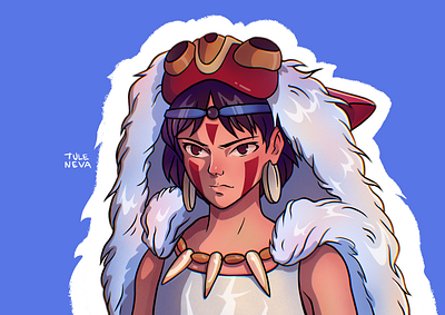 Ghibli redraw of princess mononoke art cartoon character design drawing ghibli illustration miyazaki mononoke people princess princess mononoke procreate redraw stylized