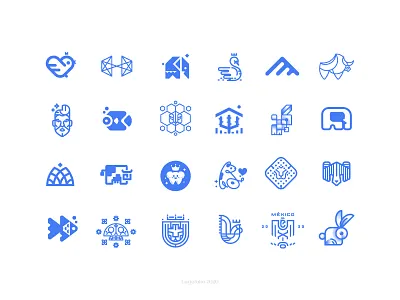 Logofolio 2020 animal bird calaverita cow dog elephant geometric icon illustration line lion logo minimal symbol