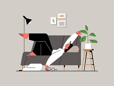 my home 2d drawing flat girl graphic design iconic illustration interior people illustration simple ui