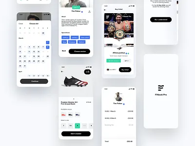 Sports Coach Booking UI app appointment booking branding calendar coach ecommerce mobile native professional shop social sports sports design ux