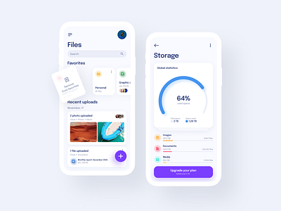 Mobile App: iOS Android UI for Cloud Storage