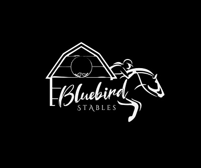 Bluebird Stables logo black white branding design illustration logo