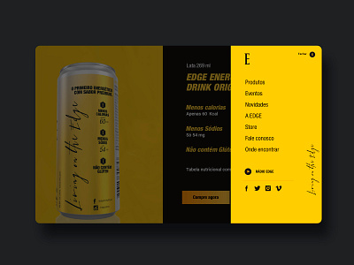 Menu screen Design - Edge Energy Drink branding design minimal ui ux