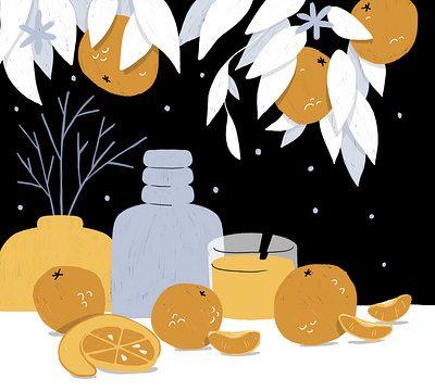 Still Here Still Life - Week 40 digital illustration drawing challenge limited color palette oranges procreate still life vase