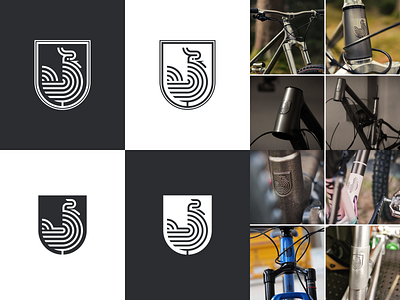 HUHN artwork bike brand identity bycicle chicken creative design geometric graphic design illustration lineart logo monoline mountainbike rooster