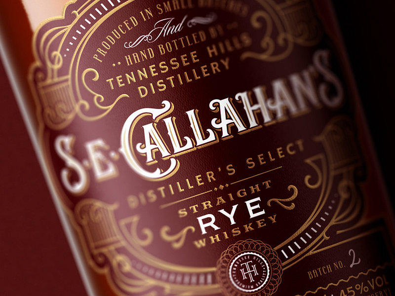 S.E.Callahan's / Rye bottle design label lettering packaging spirit tennessee whiskey